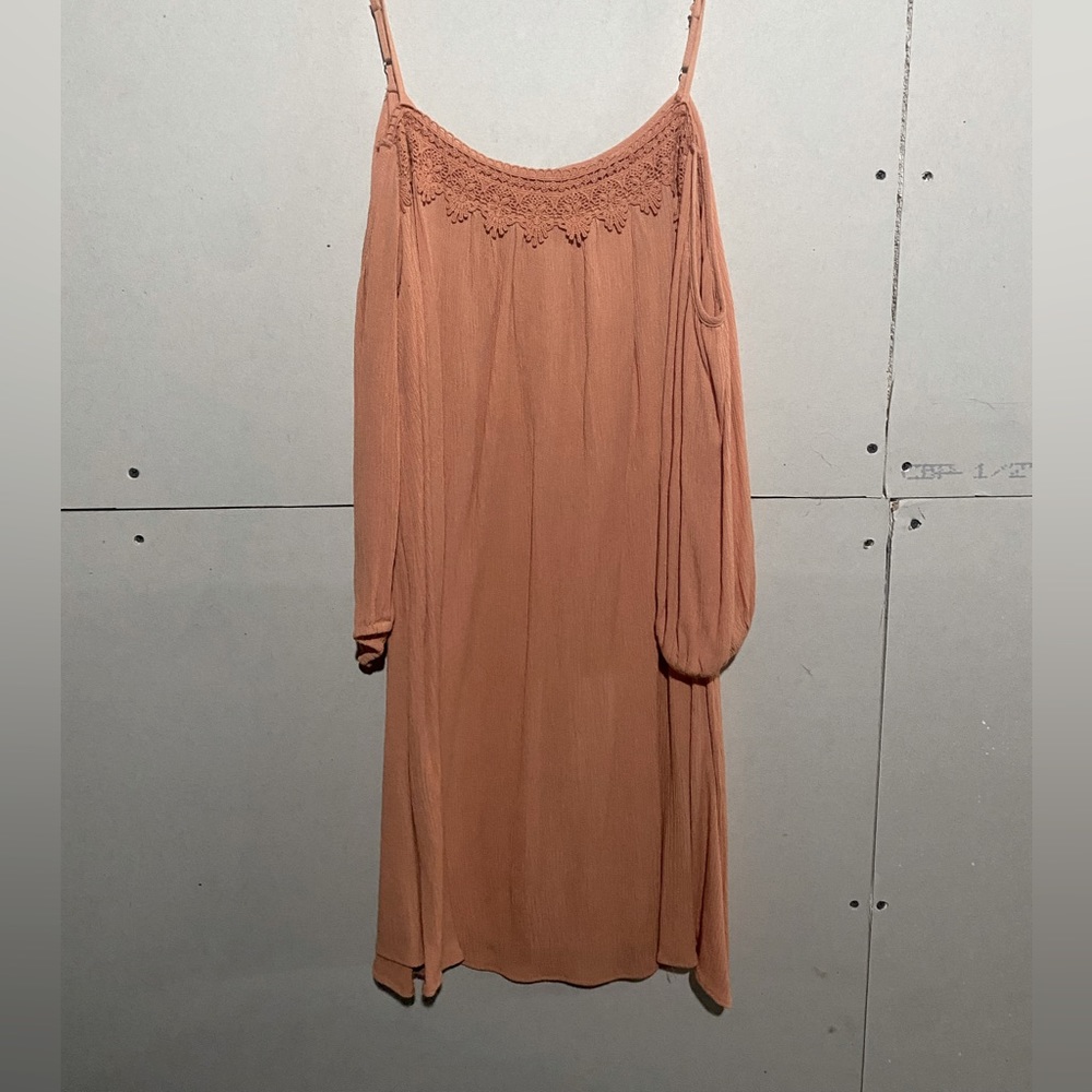 3/4 Sleeve Orange Sundress, M, Forever 21
